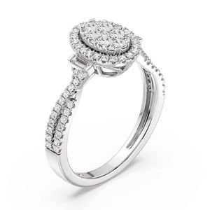 แหวนหมั้นวงรีแบบกระจุกรัศมี - Product Image 4