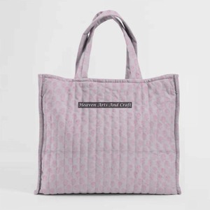 Bolso de mano de buena calidad, lujoso estampado de bloques hecho a mano, bolso de mano acolchado de fin de semana, elegante, lavable a máquina, estampado de bloques de moda - Product Image 1