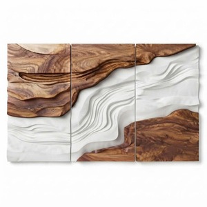 Arte de Pared de Madera Maciza Hecho a Mano, Decoración de Pared de Madera Tallada a Mano, Decoración Rústica para el Hogar, Escultura de Pared de Madera de Monkey Pod Tallada, Moderna - Product Image 1