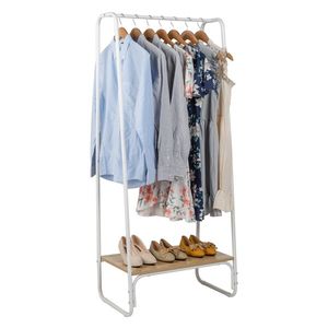 Appendiabiti autoportante in legno bianco con scaffale e struttura in metallo robusto - Product Image 4
