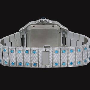 Outstanding Designer Round Moissanite Diamond <b>Square</b> Shaped Case Roman Numerals Dial Only Bezel Iced Out Hip Hop <b>Man's</b> <b>Watch</b> - Product Image 3