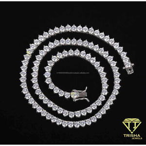 Collar de tenis con diamantes cultivados en laboratorio VVS Wholesale, forma de pera, plata de ley 925, joyería de lujo - Product Image 1