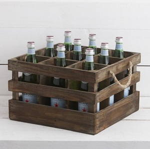 Wooden Picnic 6 Bottle Beer Carrier Holder Caddy Beers Pine Wood Tote Unfinished for Craft Wood <b>Crate</b> with Handle - Product Image 3