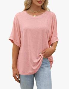 Women’s 2025 Trendy Loose Fit Knitted T Shirt Anti-Pilling Crew Neck Short Sleeve Oversized Casual Summer <b>Top</b> - Product Image 1