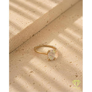 Bague solitaire en diamant de laboratoire taille coussin, or jaune 14 carats, élégante, pour fiançailles et mariage, pour femme, vente en gros - Product Image 4