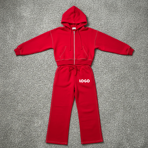 Custom Logo Women Streetwear Full <b>Zip</b> Hoodie & Sweatpants Set Casual Jogger Tracksuit OEM Wholesale Athleisure Suit - Product Image 2