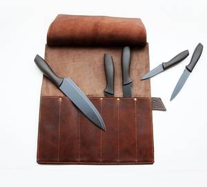 Durable Genuine Leather Heavy Duty Smell Proof Comfortable Chef's Knife Roll Portable Cooking Organizer <b>Case</b> Kitchenware <b>Case</b> - Product Image 4