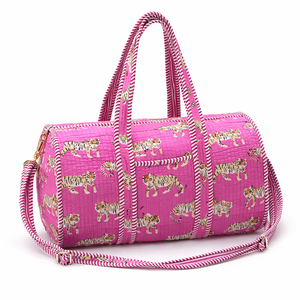 กระเป๋าเดินทางสุดหรูทำมือ สีชมพู ผ้าฝ้าย ทนทาน เป็นมิตรกับสิ่งแวดล้อม ขนาดใหญ่ จุของได้เยอะ ปิดด้วยซิป - Product Image 1