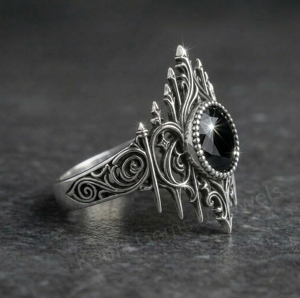 New Arrival Black Onyx Gemstone 8mm Round Shape 925 Silver <b>Oxidize</b> Plated Bezel Setting Crown Design Fashion Ring For Men's Gift - Product Image 2