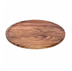 Plato de madera para servir comida y fruta, bandeja redonda de madera de acacia al precio más bajo - Product Image 3