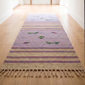 Alfombra Kilim de color crema natural, tejido texturizado, antideslizante, de pelo bajo, para decoración del hogar, hecha en India. - Product Image 3