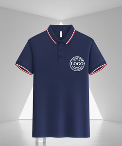 Men's Navy Blue Short Sleeve Polo Shirt 100% Cotton Breathable Oxford Fabric Casual Regular Fit Front Logo Print - Product Image 1