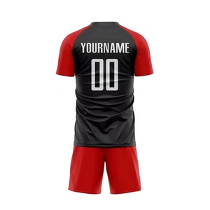 Custom Sublimated Soccer Jersey Set Red Black Team Name Number Moisture Wicking Men's <b>Athletic</b> Short Sleeve All Seasons - Product Image 3