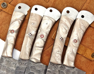 Wholesale LEGACY BLADES Hand Forged Damascus Steel Chef <b>Knife</b> <b>Set</b> 5 Piece Razor <b>Sharp</b> Resin Handles Ambidextrous Kitchen <b>Knives</b> - Product Image 2