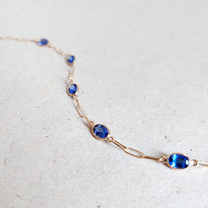 Trendy Natural Blue Sapphire <b>Gemstone</b> Bezel 925 Silver 18k Gold Plated Chain Adjustable Wedding Party Gift Women Charm <b>Bracelet</b> - Product Image 2