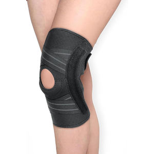 Attelle de genou réglable LEAFITS rose à rotule ouverte, épaisse, avec fermeture à boucle pour la sécurité sportive, en néoprène respirant pour les articulations - Product Image 1