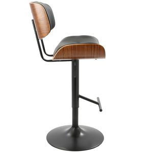 Tabouret de bar réglable Lombardi Mid Century Modern en noyer avec simili cuir noir par - Product Image 3