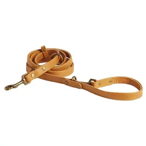 Plain Brown Leather Dog Adjustable Leash and collar set leathers luxury pets collars and leads set dog leashes