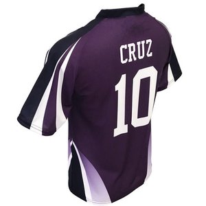 Maillot de volley-ball pour homme en polyester Dry Fit d'été, violet, uniforme de football personnalisé par sublimation avec maillot à col en V et ensemble short - Product Image 3