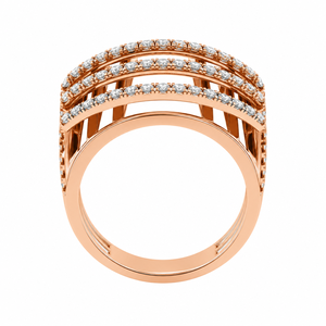 Bague à plusieurs rangs de diamants, style large et luxueux, diamants de laboratoire taille ronde, sertissage en griffes, bijou personnalisé OEM ODM - Product Image 2