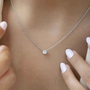 Collar con Colgante de Moissanita Corte Cojín, Plata de Ley 925, Collar Solitario con Diamante, Joyería Clásica para Novia, Boda, para Mujer - Product Image 3