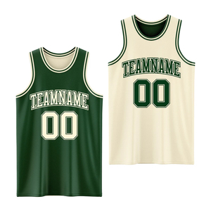 Ensemble d'uniformes de basketball réversibles personnalisés verts, maillot et short d'équipe à sublimation double face, OEM 100% polyester à séchage rapide - Product Image 1