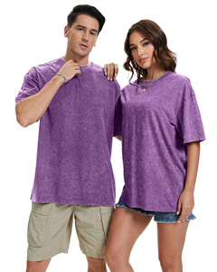 เสื้อยืดคอกลมทรงโอเวอร์ไซส์ ผ้าฟอกสี 280 กรัม ทรงหลวม ไหล่ตก แบบเบสิค สำหรับผู้ชาย สไตล์วินเทจ แขนสั้น สีพื้น เสื้อยูนิเซ็กส์ - Product Image 3