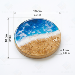 Luxury Resin Wood Coaster Set 3D Ocean Wave Epoxy Drink Coasters 10cm Round Wooden Cup <b>Mat</b> Custom Gift Box for Home <b>Bar</b> Decor - Product Image 4