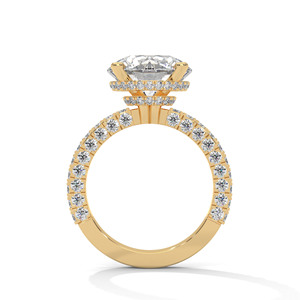 Anillo de Compromiso de Diamantes Redondos Brillantes en Oro Amarillo para Mujer con Diamantes Laterales, Certificado GIA, Estilo Clásico - Product Image 2