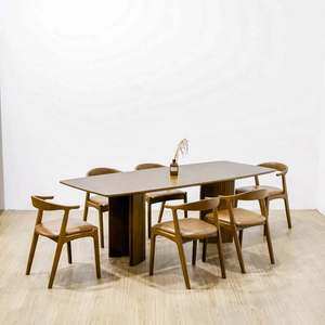 Juego de Comedor de Madera Sólida de Alta Calidad, Estilo Moderno de Mediados de Siglo, para 6 Personas, para Restaurante y Hotel, Estilo Nórdico, Cocina y Apartamento - Product Image 1