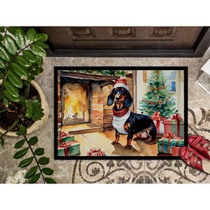 Paillasson de Noël confortable Teckel antidérapant lavable à poils bas 24H X 36W pour une utilisation intérieure et extérieure dans l'entrée - Product Image 3
