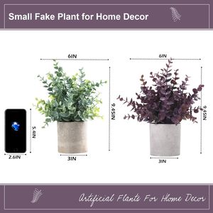 Set di 2 Piccole Piante Artificiali di Eucalipto in Vaso, Piante Finte per Decorazioni Autunnali, Casa, Scaffali, Ufficio, Bagno, Scrivania, Stile Rustico - Product Image 3