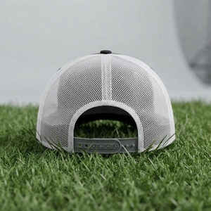 Men's <b>Black</b> White Trucker <b>Cap</b> Mesh Back Snapback <b>Baseball</b> Hat Custom Embroidered Logo Adjustable - Product Image 5