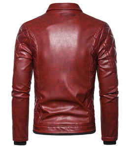 Blouson aviateur en cuir véritable pour homme avec doublure en sherpa, fermeture éclair, style motard d'hiver - Product Image 6