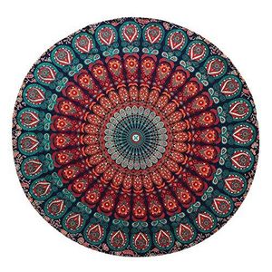 Mandala Roundie en coton doux de 49 pouces avec franges, tapis de pique-nique, décoration murale, nappe, serviette de plage, décoration intérieure par Indian Consigners - Product Image 2