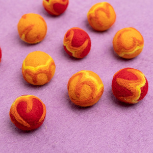 Handmade Child Round <b>Wool</b> Ball Orange Yellow Striped <b>Craft</b> Decoration - Product Image 3