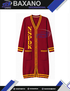 NSPDK Sorority Casual Winter Cardigan <b>Red</b> Duster Sweater <b>Wool</b>/Acrylic Unique Design Ladies Long Causal Cardigan Sweater women - Product Image 5