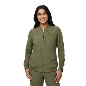 Blouse médicale style bomber personnalisée à prix de gros, uniforme d'infirmière ajusté avec porte-badge, blouses de travail pour infirmières - Product Image 1