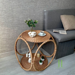 Mesa de Centro de Mimbre Estilo Boho, Redonda, Hecha a Mano, Muebles Naturales para Sala de Estar, Decoración del Hogar, Venta al Por Mayor - Product Image 1