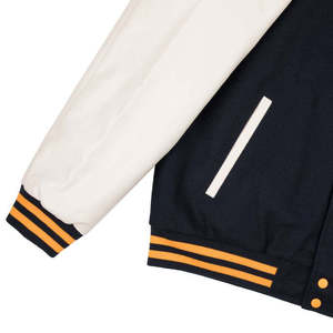 Men's Classic Letterman Jacket Varsity Style Stand Collar <b>Covered</b> <b>Button</b> Closure Breathable Quick Dry Cotton Polyester Casual - Product Image 6