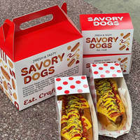 Cajas Premium Personalizadas para Llevar Hot Dogs Rojas y Blancas con Asa y Fundas Individuales para Empaque Gourmet