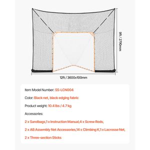 Rete da Lacrosse 12x9 piedi con Montaggio Rapido e Semplice, Accessori Completi per l'Allenamento, Rete da Hockey per Sport con Copertura Estesa - Product Image 4