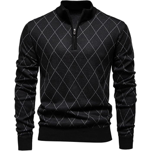 Pull classique anti-boulochage pour homme, col rond, en coton doux tricoté, essentiel pour l'hiver, décontracté, avec logo frontal - Product Image 1