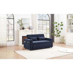 Divano Letto Moderno Blu da 156 cm con Schienale Regolabile, Divano Convertibile per Soggiorno - Product Image 1