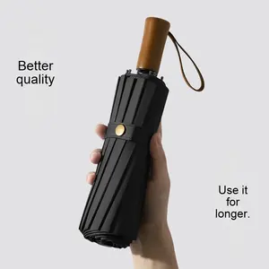 Paraguas Plegable Personalizado de 16 Varillas para Hombre con Nuevo Mango de Madera, Diseño Clásico para Coche, Ideal para Publicidad con Logotipo Empresarial - Product Image 1