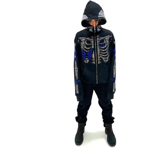 ชุดวอร์มผู้ชายแบบมีฮู้ดสำหรับฤดูหนาว ผ้าคอตตอนหนา 100% สไตล์สตรีทแวร์ ตกแต่งด้วยคริสตัล - Product Image 3