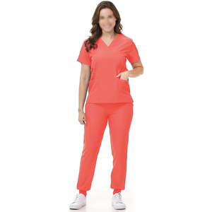 Conjunto de Uniforme Médico para Mujer FTQASMI CO INTERNATIONAL, con Bolsillos, Top y Pantalones, Material de Algodón y Poliéster, Detección de Agujas - Product Image 1