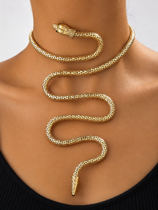Collar de Serpiente de Lujo Chapado en Oro de Latón, Gargantilla de Serpiente, Joyería de Moda para Mujer, Regalo Elegante - Product Image 1