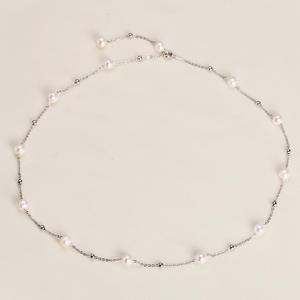 Collier artisanal Ciel étoilé en perles d'eau douce, plaqué or cuivre, luxe léger, petit et unique, chaîne de clavicule en perles d'eau douce - Product Image 4