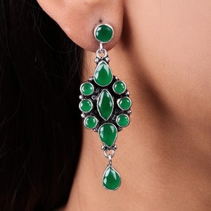 Pendientes Colgantes de Plata Oxidada al Mejor Precio para Mujer |   Joyería Boho Hecha a Mano con Piedras Multicolores para Boda |   Proveedor Mayorista - Product Image 4